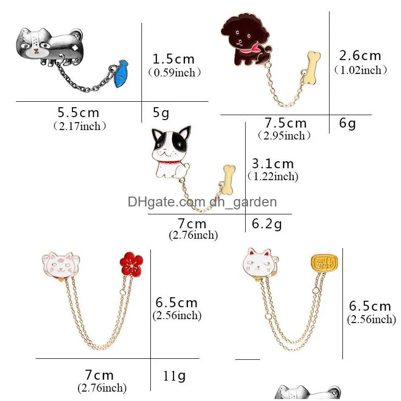 trendy cartton cat fish dog bone brooches for women men cute animal enamel pin shirt jackets collar button badge jewelry gift y