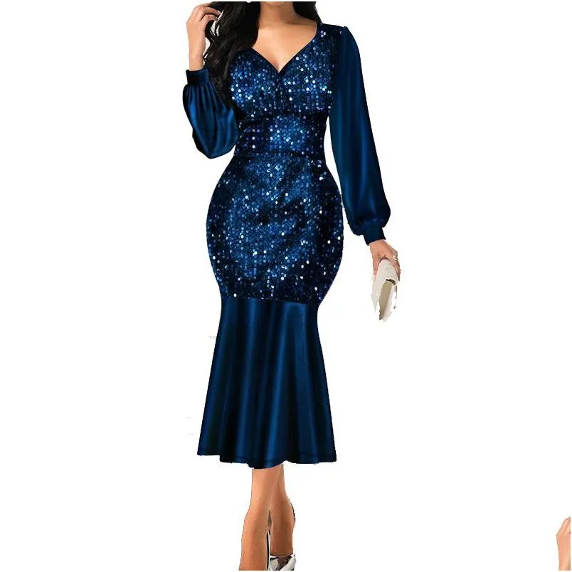 women plus size sequin evening dress prom gown long sleeve mermaid formal dress elegant dress for women