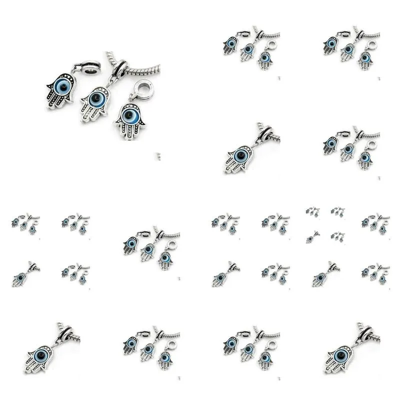 Charms 100Pcs/Lot Hand Evil Eye Charms Big Hole Beads Dangle For Jewelry Making Findings Drop Delivery Jewelry Jewelry Findin Dhgarden Dhruk