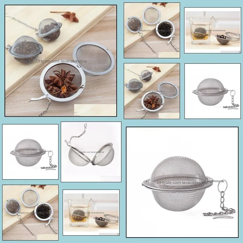 100pcs teaware stainless steel mesh tea ball infuser strainer sphere locking spice tea-filter filtration herbal cup drink tools