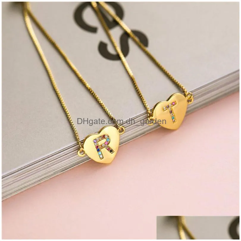 26 az english letter initial heart bracelet gold letter charm bracelet adjustable english alphabet bracelet christmas ornament gifty