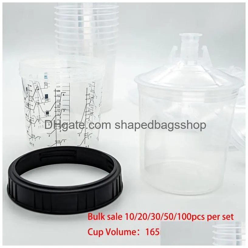 Spray Guns Spray Guns 10/20/30/50Pcs Bk Sale Paint Tank Mixing Cup 165/400/600Ml Disposable Measuring Type H/O Quick 220919 Drop Deliv Dh8Hv