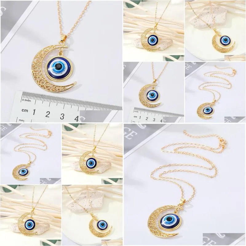 Pendant Necklaces Fashion Turkish Evil Eyes Pendant Necklace For Women Vintage Bohemian Devil Choker Necklaces Girl Party Mi Dhgarden Dhsdx