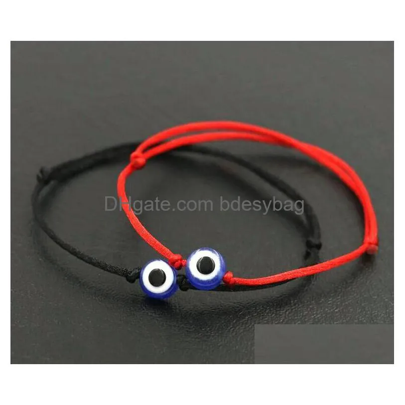 Charm Bracelets Ship 20Pcs Lucky Red String Thread Rope Bracelet Black Turkish Evil Eye Charms Girls Kids Children Braided Drop Delive Dhx6V