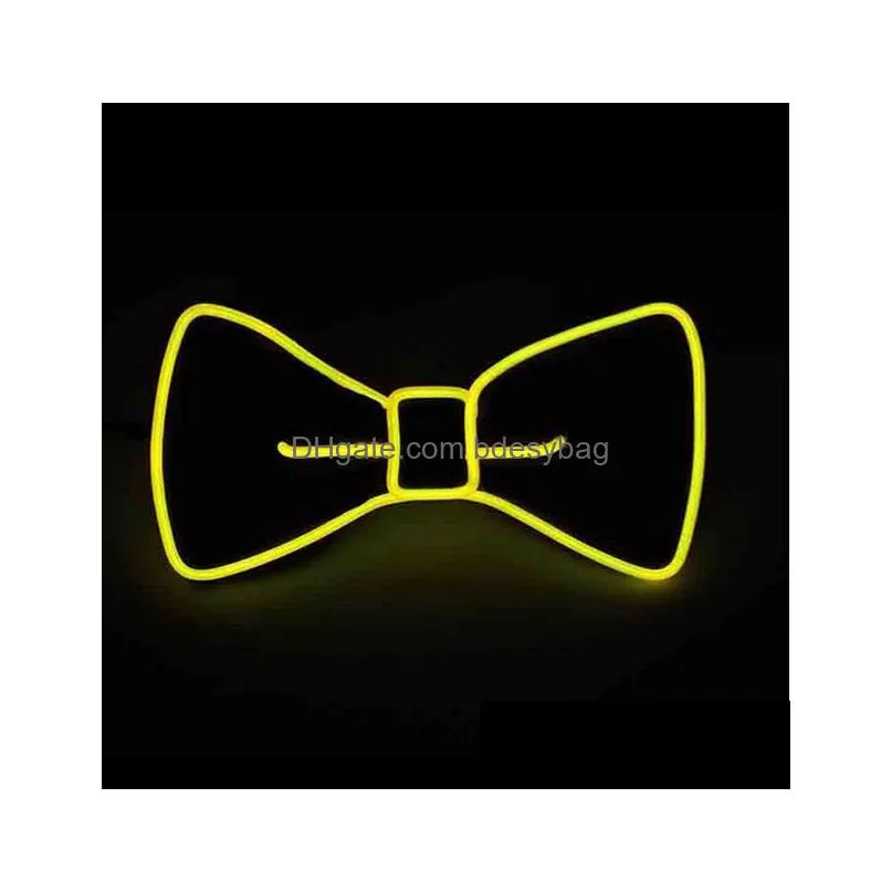 el wire bow tie led light up flashing striped luminous tie for men club cosplay party glowing supplies bar show decor ga468