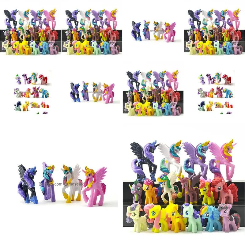 Action & Toy Figures 16Pcs/Set 3-6Cm Little Pvc Action Toy Figures Horse Princess Celestia Luna Christmas Gift For Kids Toys Drop Deli Dhyxt