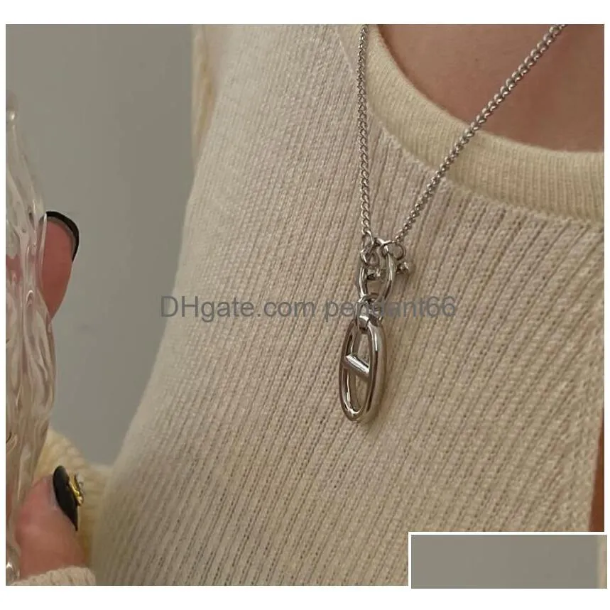 wholesale oval 8 shape h stainless steel earnail necklace women jewelry for gifts