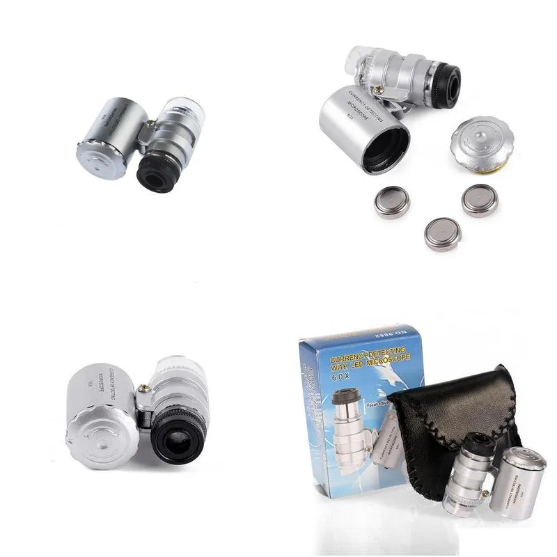 60x handheld mini pocket microscope loupe jeweler magnifier led light easy to carry with a magnifying glass a660