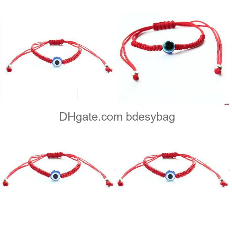 Charm Bracelets 20Pcs/Lot Lucky Red String Thread Rope Bracelet Blue Turkish Evil Eye Charm Little Girls Kids Children Braided Drop De Dhr3A