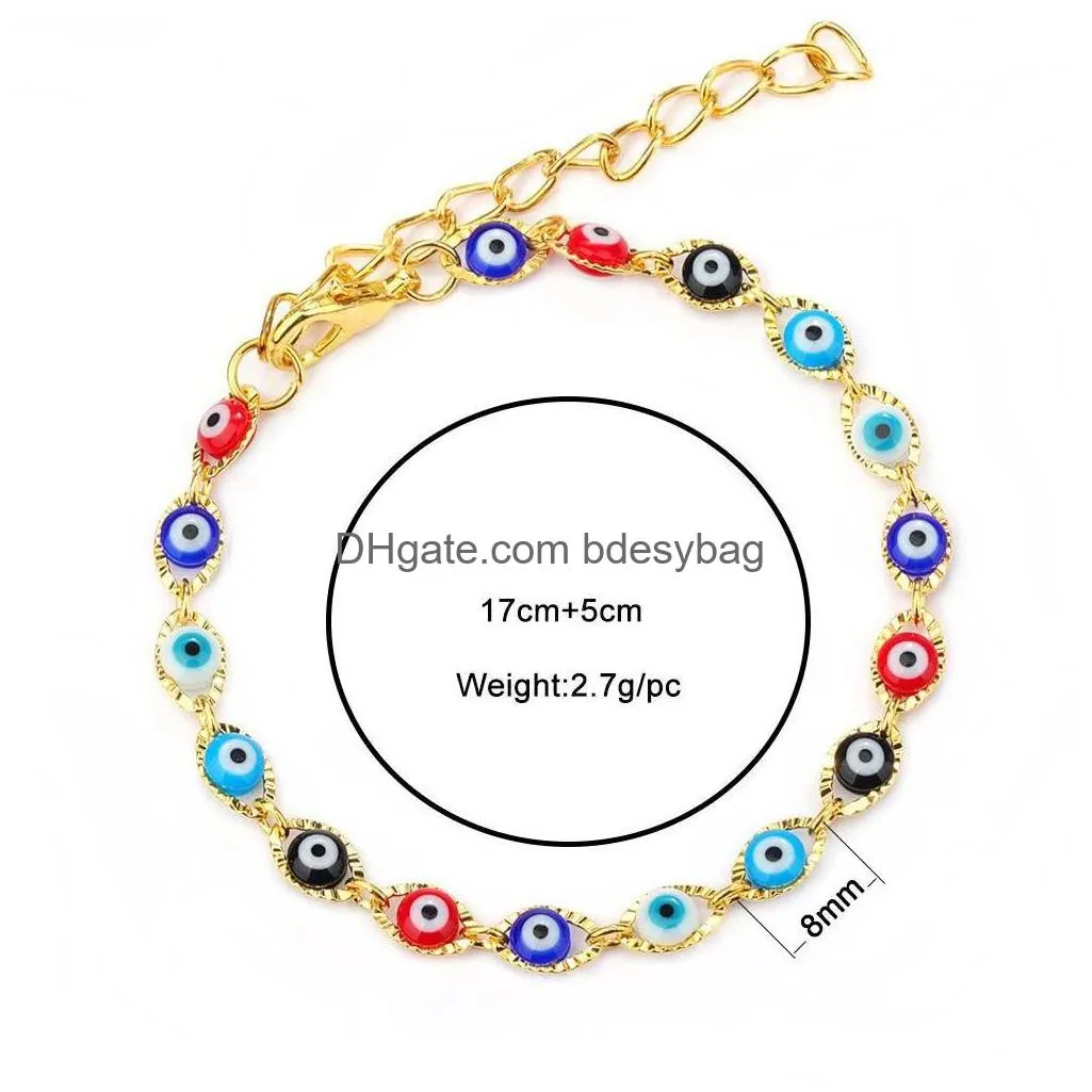 Charm Bracelets Charm Bracelets Evil Eye Crystal Bracelet Bangle - Enamel Gold Turkish Lucky Jewelry For Women Gift-Worthy Style Drop Dhxdb