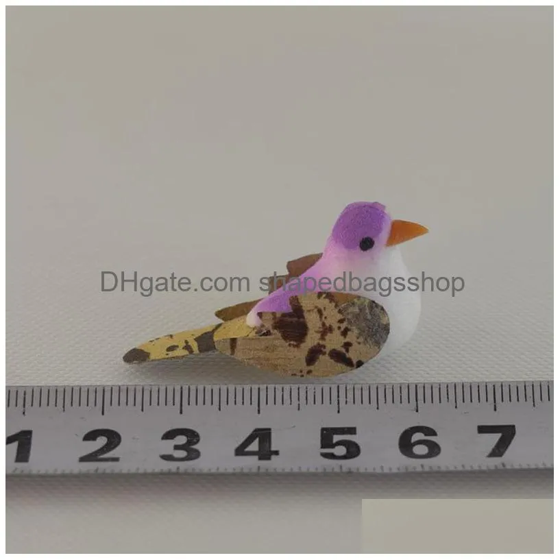 Decorative Objects & Figurines Decorative Objects Figurines 24Pcs/Set Mini Vivid Artificial Birds Foam Fake Bird Decor Home Garden Orn Dhgnu