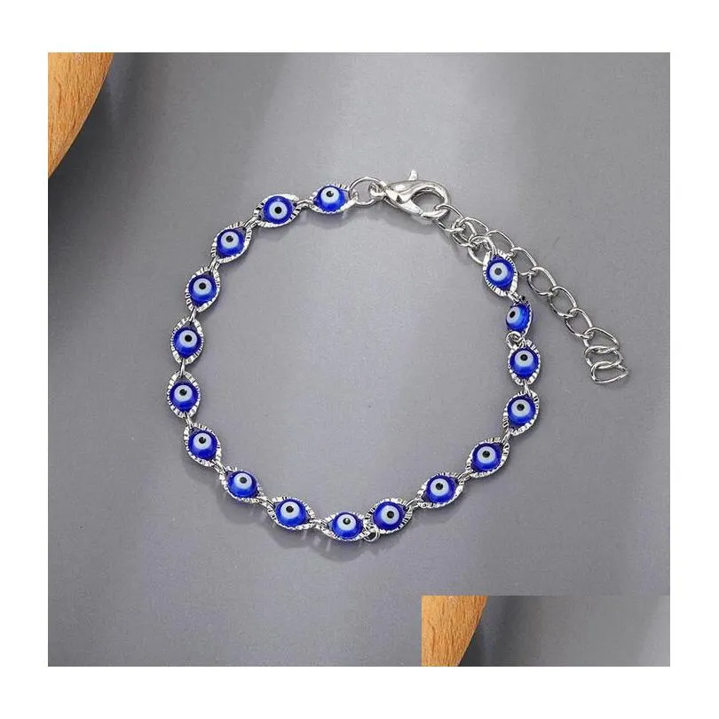 Charm Bracelets Women Lucky Turkish Evil Blue Eye Bracelets Lover Couple Jewelry Chain Bracelet For Gift Drop Delivery Jewelr Dhgarden Dht5N