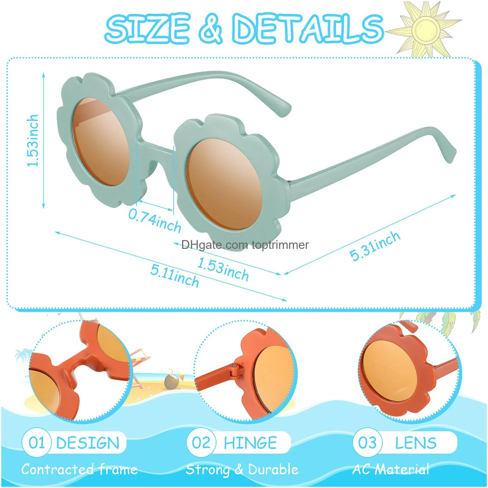 round flower sunglasses girls flower glasses cute outdoor beach eyewear for kids