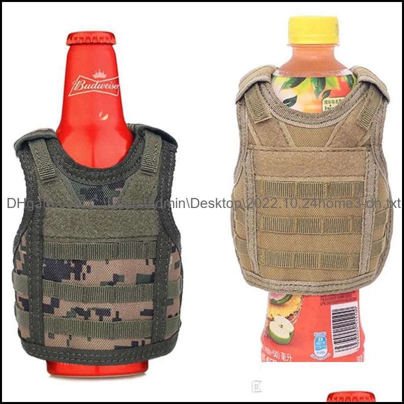 beverage koozie vest handle military molle mini beer cover vest cooler sleeve adjustable shoulder straps beer covers bar party decoration bh1990