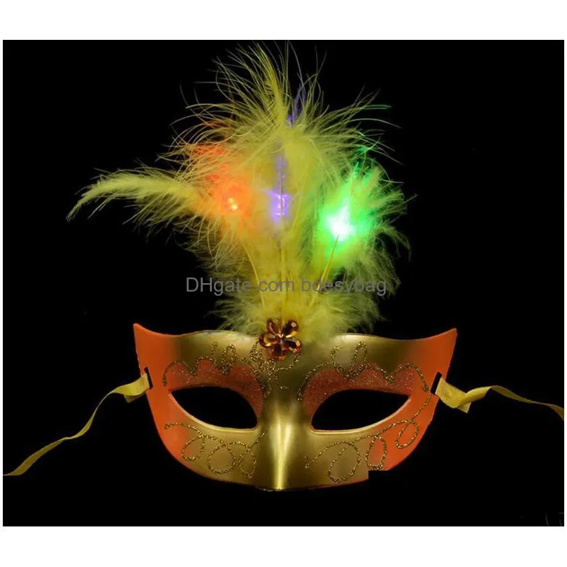 luminous feather mask bar masquerade mask halloween mask childrens toy l157