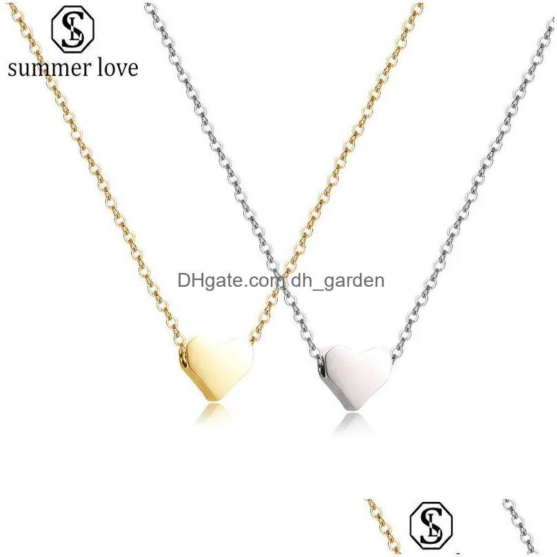 simple love heart necklace for women silver gold chain statement necklace as valentines day jewelry gift wholesale 2020z