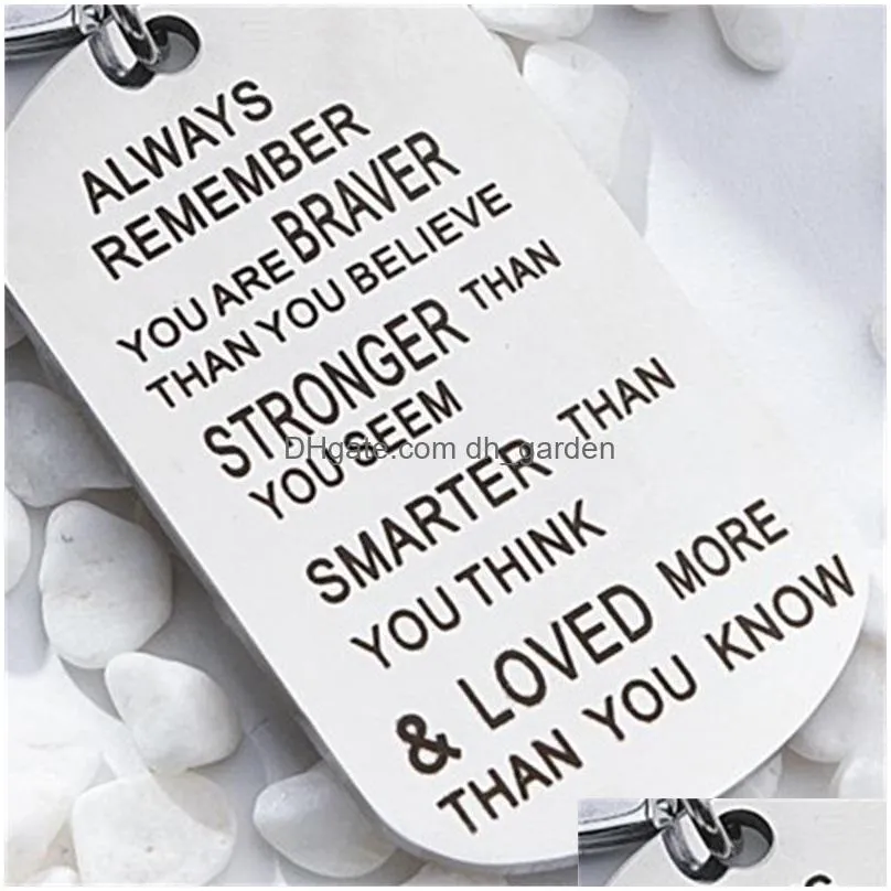 stainless steel key chain ring you are braver stronger smarter than you think pendant keychain for family friend lover giftz 227 r2