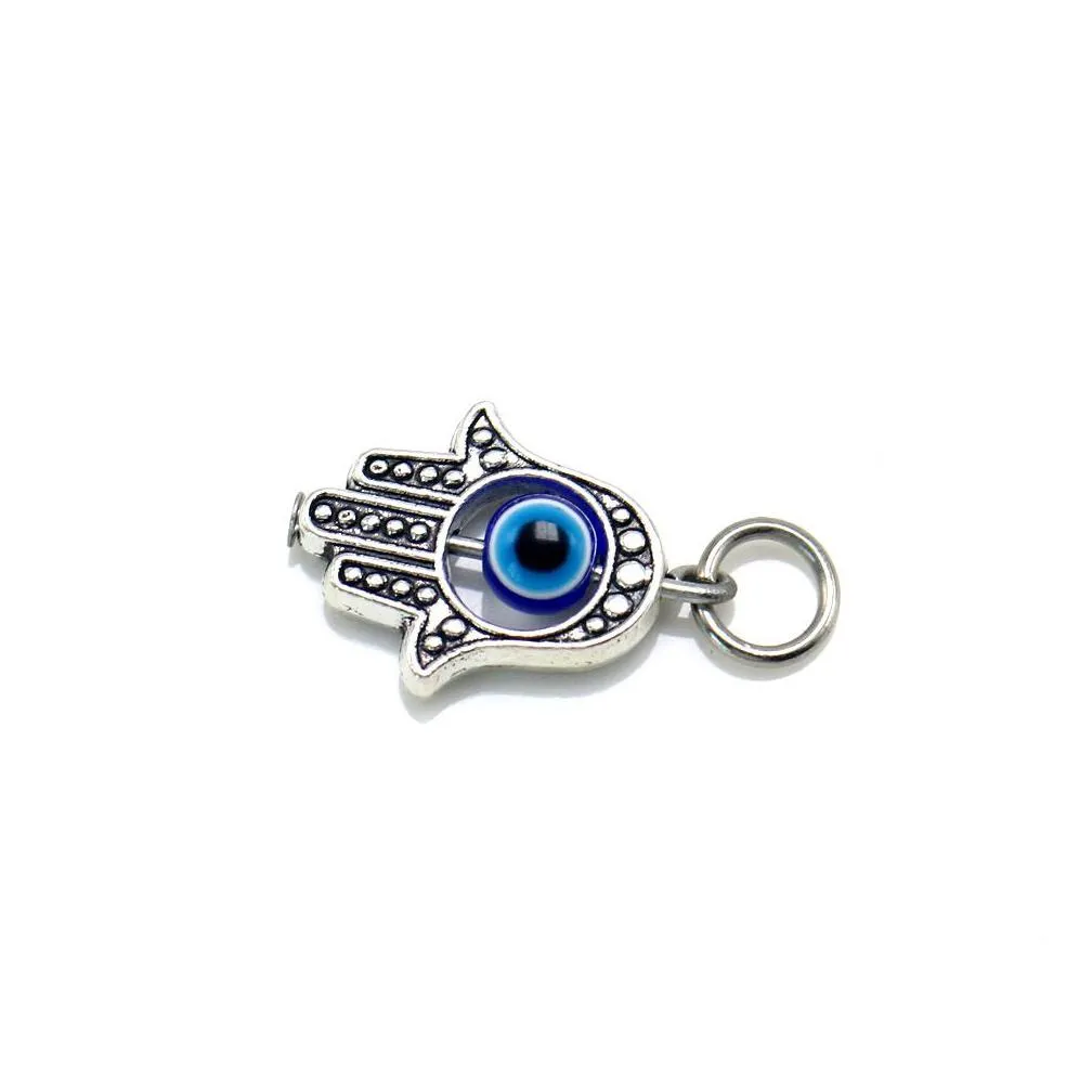 Charms 100Pcs Turkish Hamsa Hand Blue Evil Eye Charms Pendant For Jewelry Making Findings Diy Drop Delivery Jewelry Jewelry Dhgarden Dhjz0