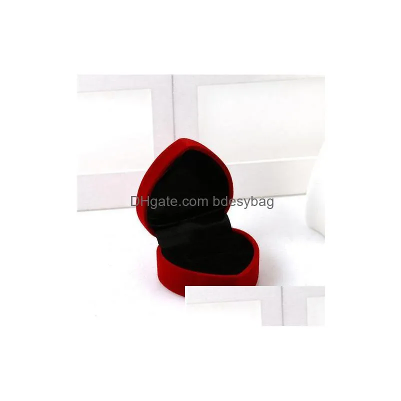 4.8x4.8x3.5cm carrying cases red heart wedding jewelry packaging display box ring storage box earring organizer case gift gb389