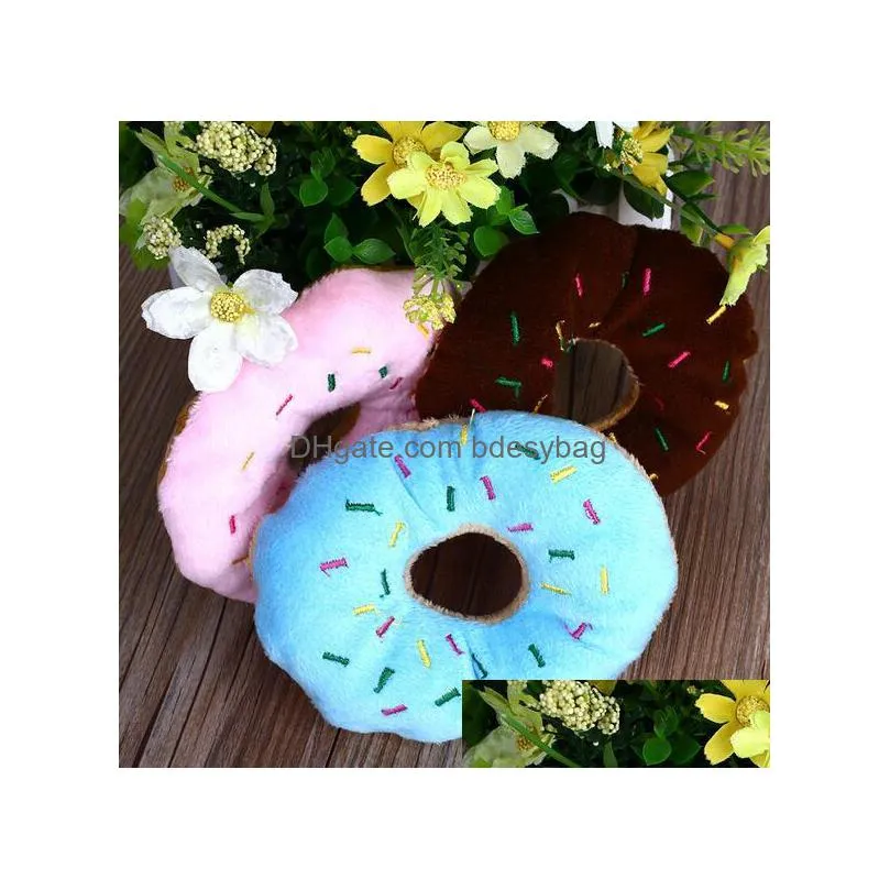 sightly lovely pet dog puppy cat squeaker quack sound toy chew donut play toys g856