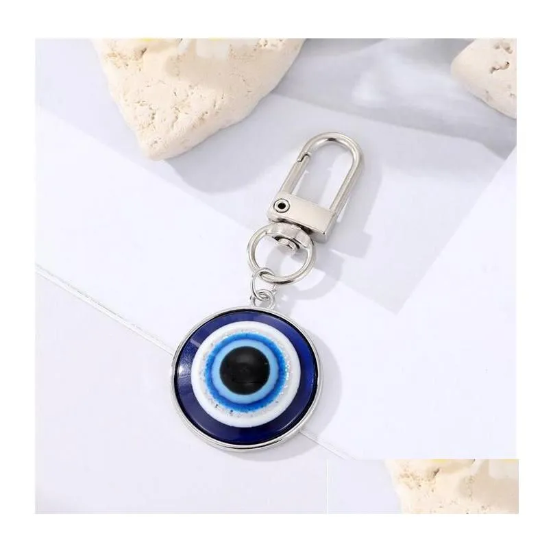 Key Rings Turkish Blue Eye Pendant Keychain Key Ring For Men Women Couple Freind Gift Evil Bag Car Accessories Wholesale Dro Dhgarden Dhlsf