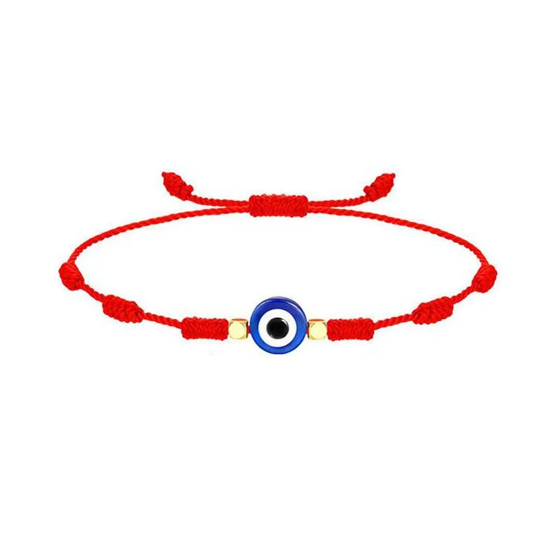 Charm Bracelets Simple Handmade Braided Lucky Red String Charm Bracelet Women Men Turkish Blue Evil Eye Beads Bracelets Tren Dhgarden Dhein
