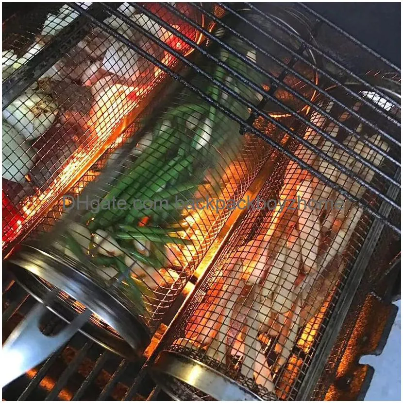 stainless steel barbecue cooking grill grate bbq tools accessories outdoor round bbq campfire grill grid camping picnic cookware barbecue basket