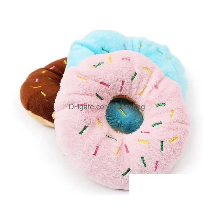 sightly lovely pet dog puppy cat squeaker quack sound toy chew donut play toys g856