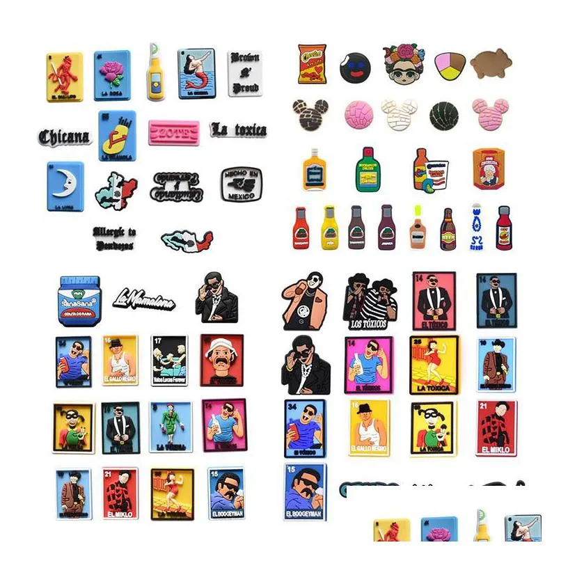 fast delivery mexican shoe charms random mix model pvc halloween sport clog charms for croc bracelet