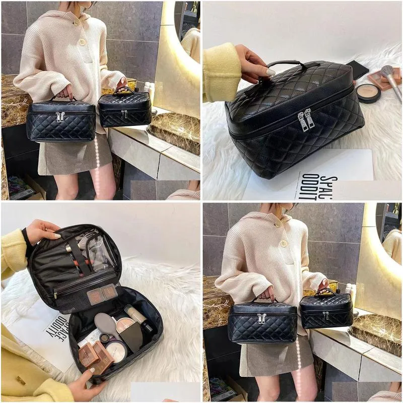 big lady black cosmetic bags fashion makeup bag women designers toiletry travel pouch ladies purses gift make up case organizer