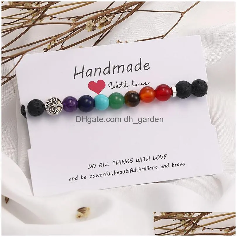 7 chakra bracelet for men women 8mm black laca beads elephant/buddha/life tree yoga healing  oil diffuser braceletz