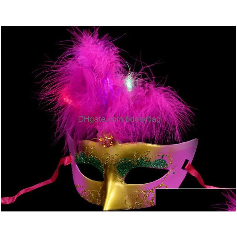 luminous feather mask bar masquerade mask halloween mask childrens toy l157