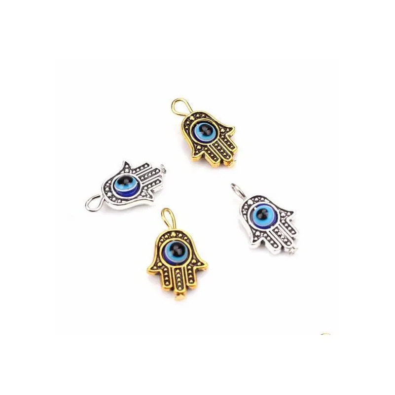 Charms Mic 50Pcs/Lot Hamsa Hand Evil Eye Kabh Good Luck Charms Pendant 17X12Mm Drop Delivery Jewelry Jewelry Findings Compone Dhgarden Dhsvo