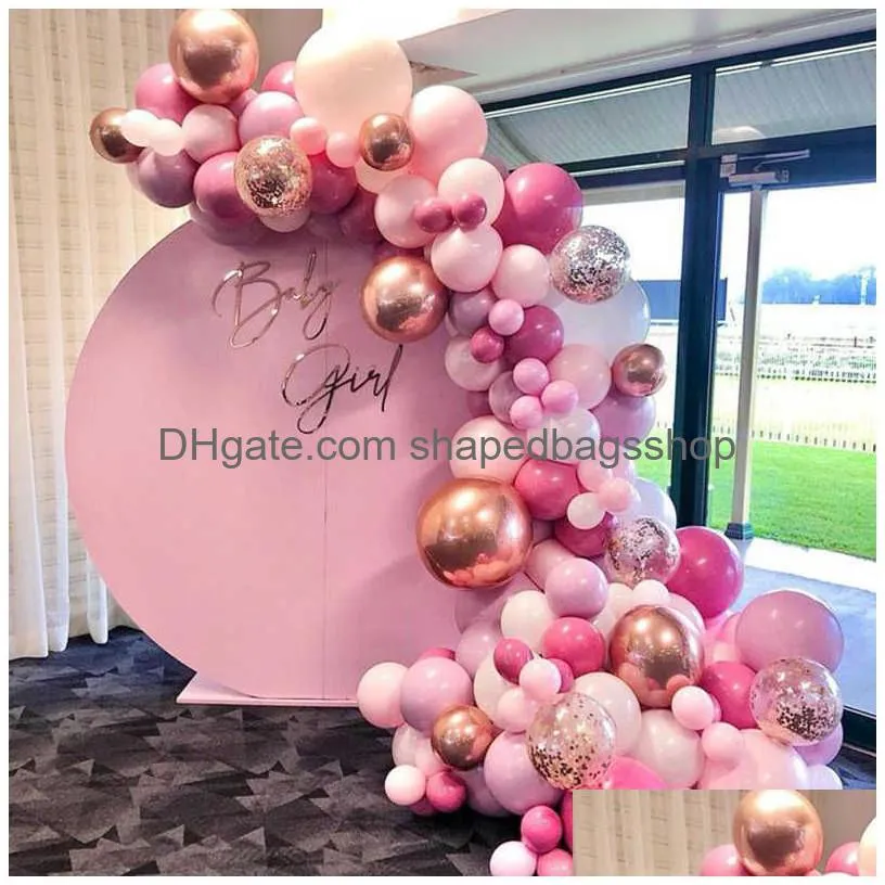 Other Event & Party Supplies 112Pcs Rose Gold Confetti Chorme Metallic Balloon Arch Garland Pink Red Latex Globos Wedding Birthday Par Dhblc