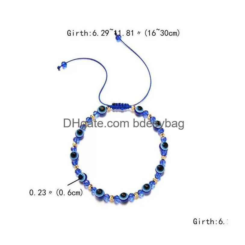 Beaded Turkish Evil Blue Eye Beads Strands Bracelet Handmade Braided Rope Chain Colorf Couple Crystal Bracelets Mixed Colors Drop Deli Dhnhf