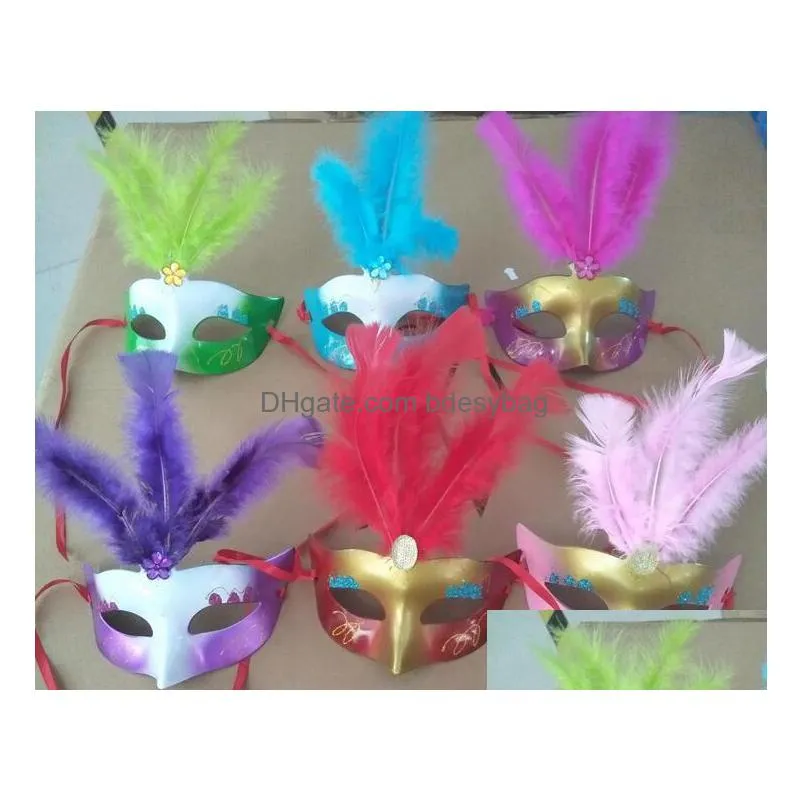 lovely feather rhinestone mask venetian masquerade party gift christmas decoration wedding favor novelty 20pcs/lot