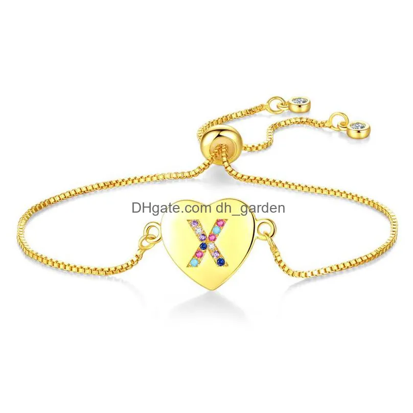 26 az english letter initial heart bracelet gold letter charm bracelet adjustable english alphabet bracelet christmas ornament gifty