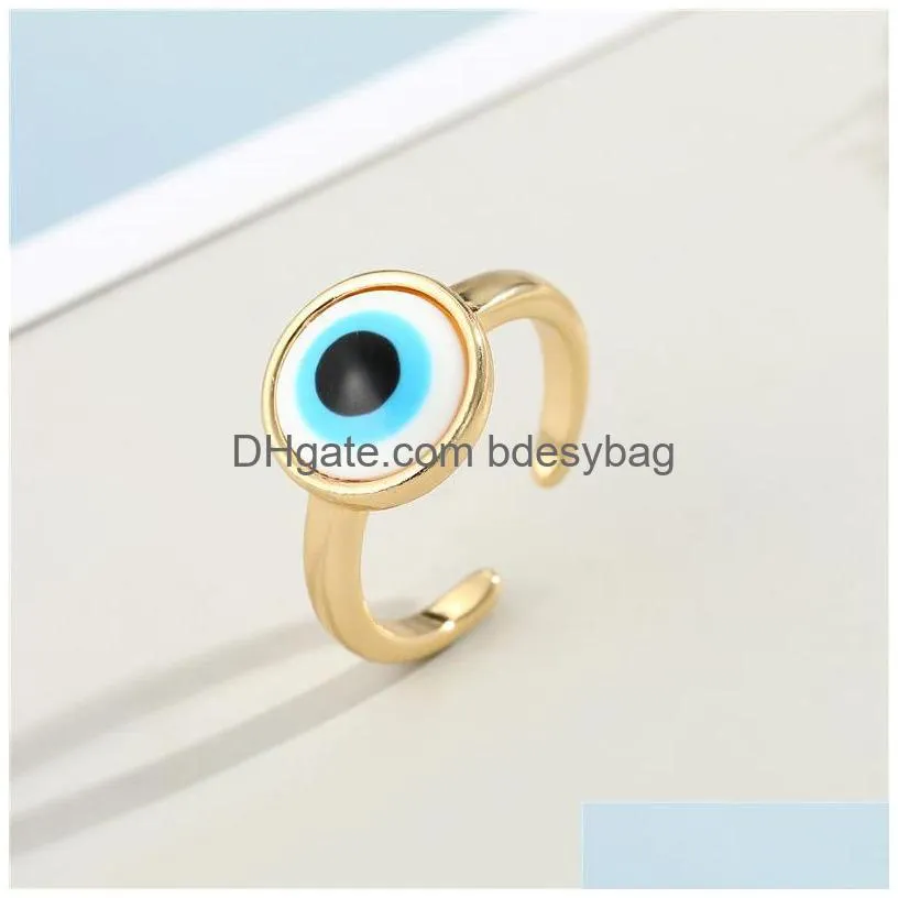 Band Rings Women Vintage Turkish Evil Eye Rings Gold Sier Color Boho Knuckle Couple Ring Female Beach Jewelry Gift Drop Delivery Jewel Dhyr2