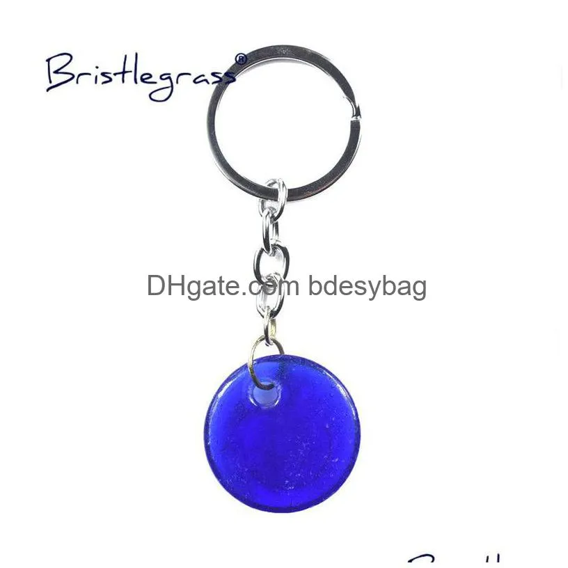 Keychains & Lanyards Turkish Blue Evil Eye Key Chains Ring Holder Keychain Amets Lucky Charm Glass Hanging Pendant Blessing Protection Dhg7W