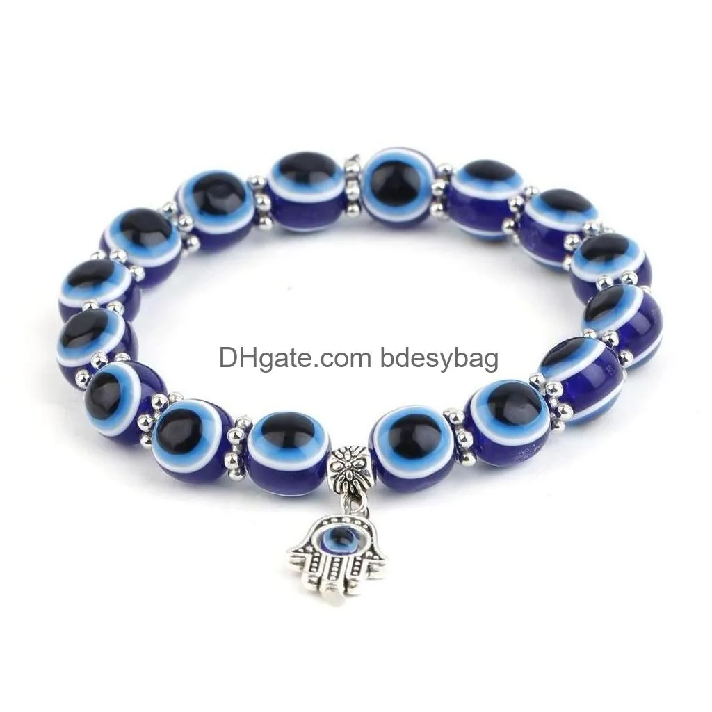 Charm Bracelets Charm Bracelets Natural Stone Turkey Evil Eyes Uni Fashion Blue Eye Bracelet Party Jewelry Simple Evil-Eye Hand Lucky Dhtla