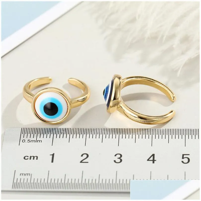 Band Rings Women Vintage Turkish Evil Eye Rings Gold Sier Color Boho Knuckle Couple Ring Female Beach Jewelry Gift Drop Deli Dhgarden Dhbcd