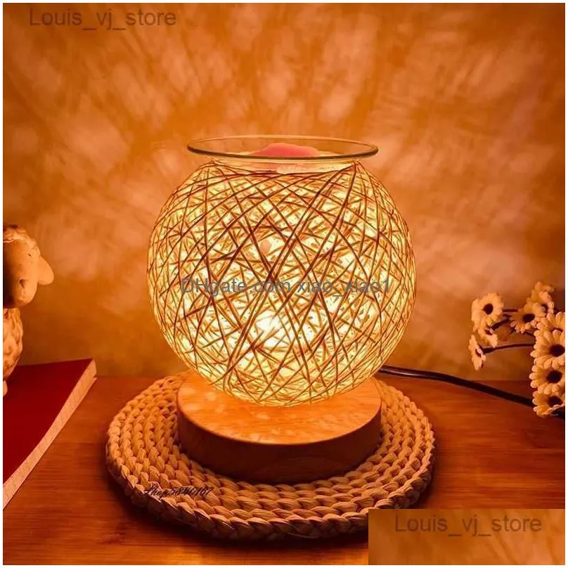 table lamps personality aromatherapy table lamp handmade rattan melting wax desk lamp romantic beside lamp for bedroom dining room lights