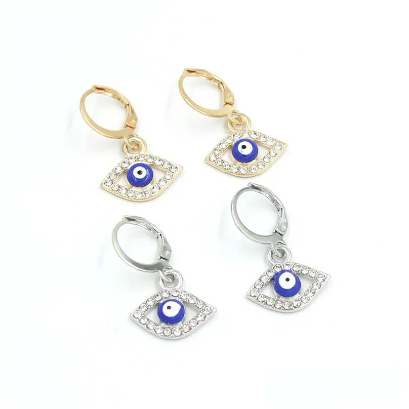 Hoop & Huggie Wholesale Rhinestone Eyes Lucky Turkish Evil Eye Hoop Earrings For Women Kids Spiritual Family Protection Jewe Dhgarden Dhu32