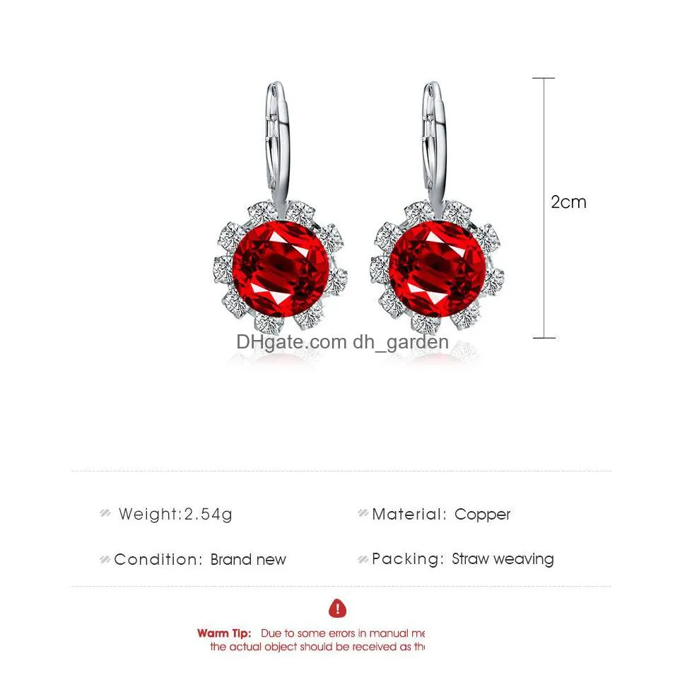 fashion sun flower stud earring multicolor crystal drop earrings long silver plated ear hook for ladies elegant wedding party