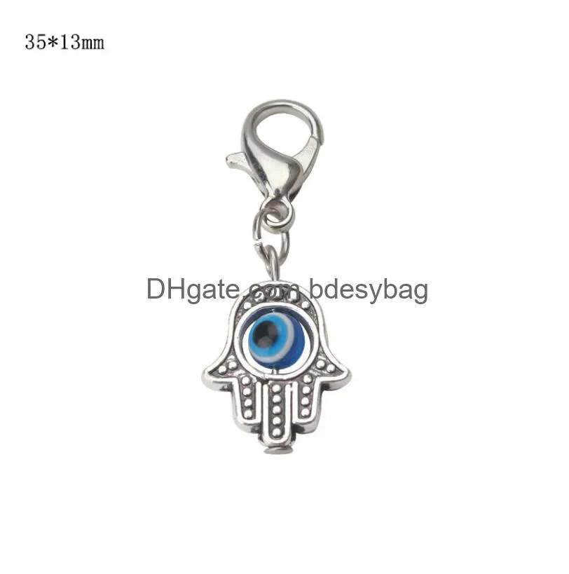 Charms 100Pcs Hamsa Hand Evil Eye Kabh Luck Charms Lobster Clasp Dangle For Jewelry Making Findings New Drop Delivery Jewelry Jewelry Dhplo