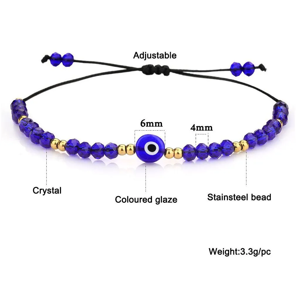 Beaded Braided Evil Blue Eye Strands Bracelet Handmade Jewelry Colorf Crystal Beads Bracelets For Women Girl Drop Delivery Je Dhgarden Dh1Jr
