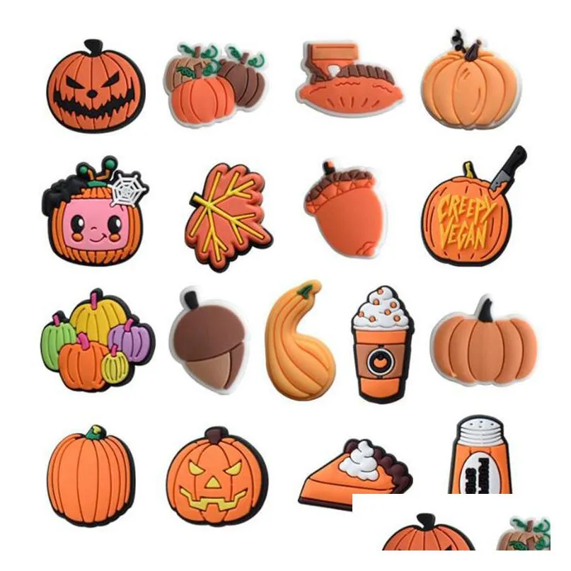 wholesale hallowmas pvc shoe charms decorations skull pumpkin halloween croc charms for kids gifts