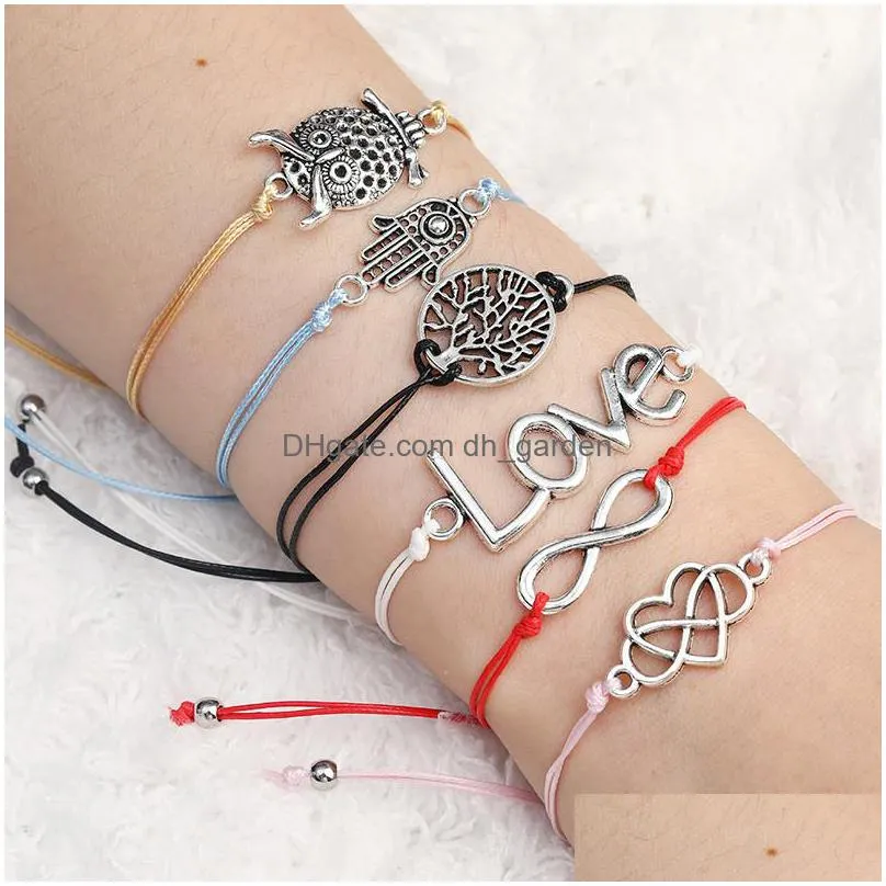 2020 hot make a wish card bracelet simple elegant wax rope adjustable chain multishapes pendant woven bracelets for women girls