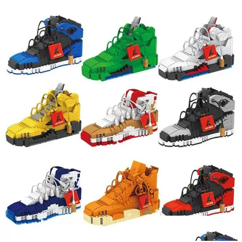 blocks 666pcs mini building block basketball shoes a j model toy sneakers build-bricks set diy assembly for kids gifts zm1014 drop d