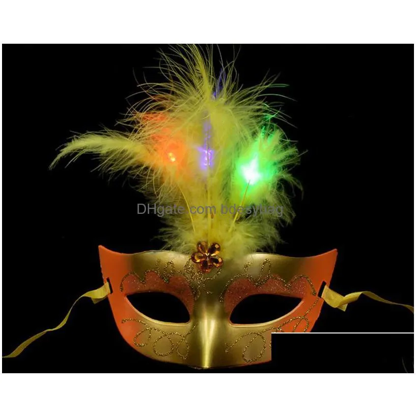 luminous feather mask bar masquerade mask halloween mask childrens toy l157